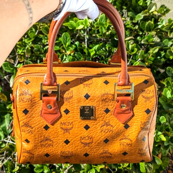 MCM Handbags - MCM BOSTON BAG COGNAC MONOGRAM